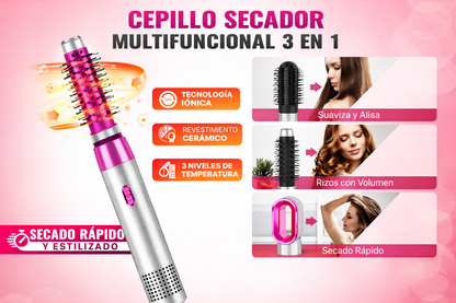 Cepillo Alaciador/rizador Y Secador De Pelo 3en1 Profesional